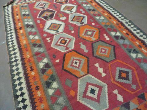 4' X 7' Vintage Turkish Kilim Hand Made Flat Weave Wool Rug Veg Dye Nice - Jewel Rugs