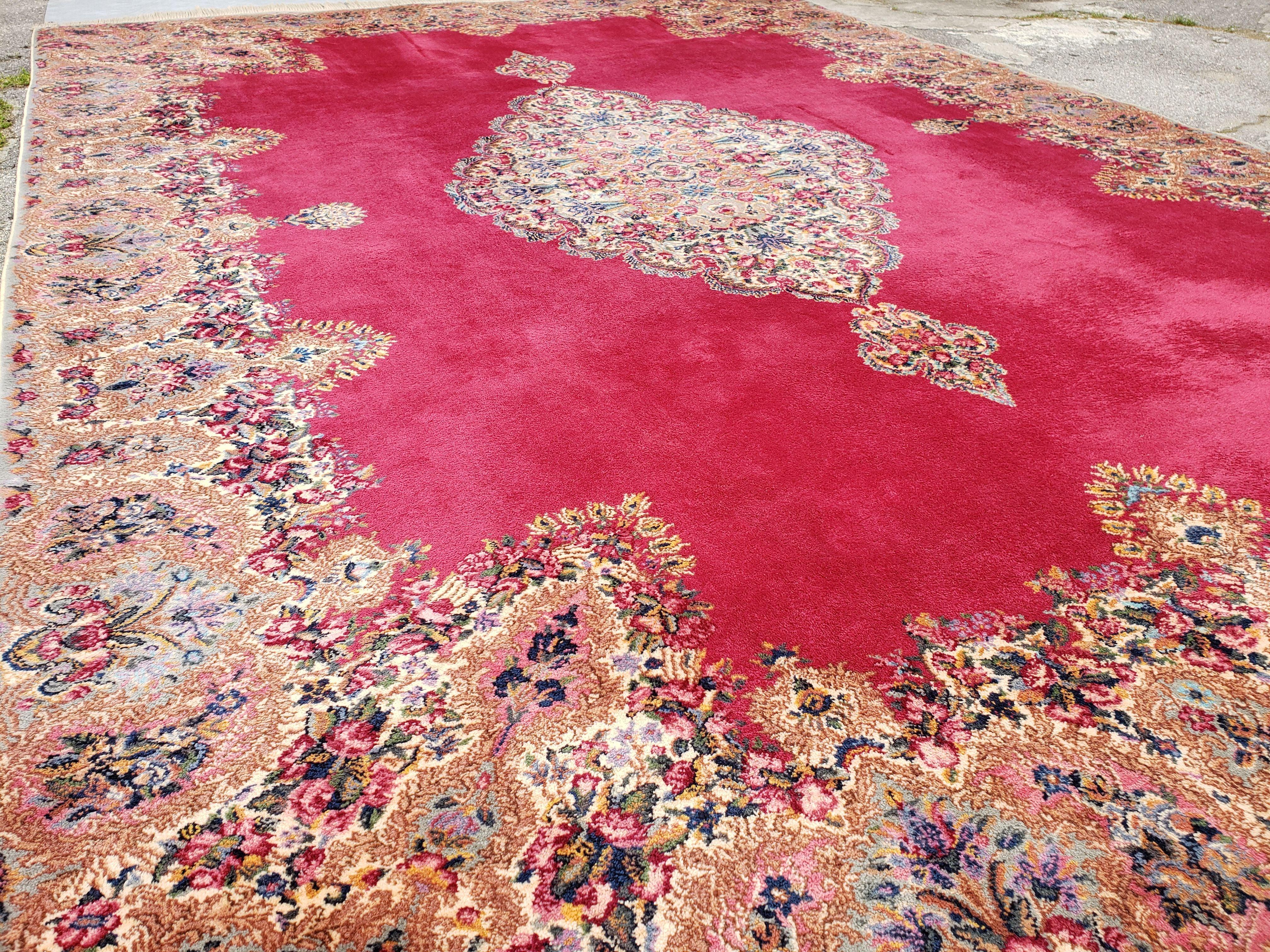 10x14 Karastan Rug Red Medallion Kirman #762 Wool Karastan Carpet Vintage 10 x 14 Area Rug - Jewel Rugs