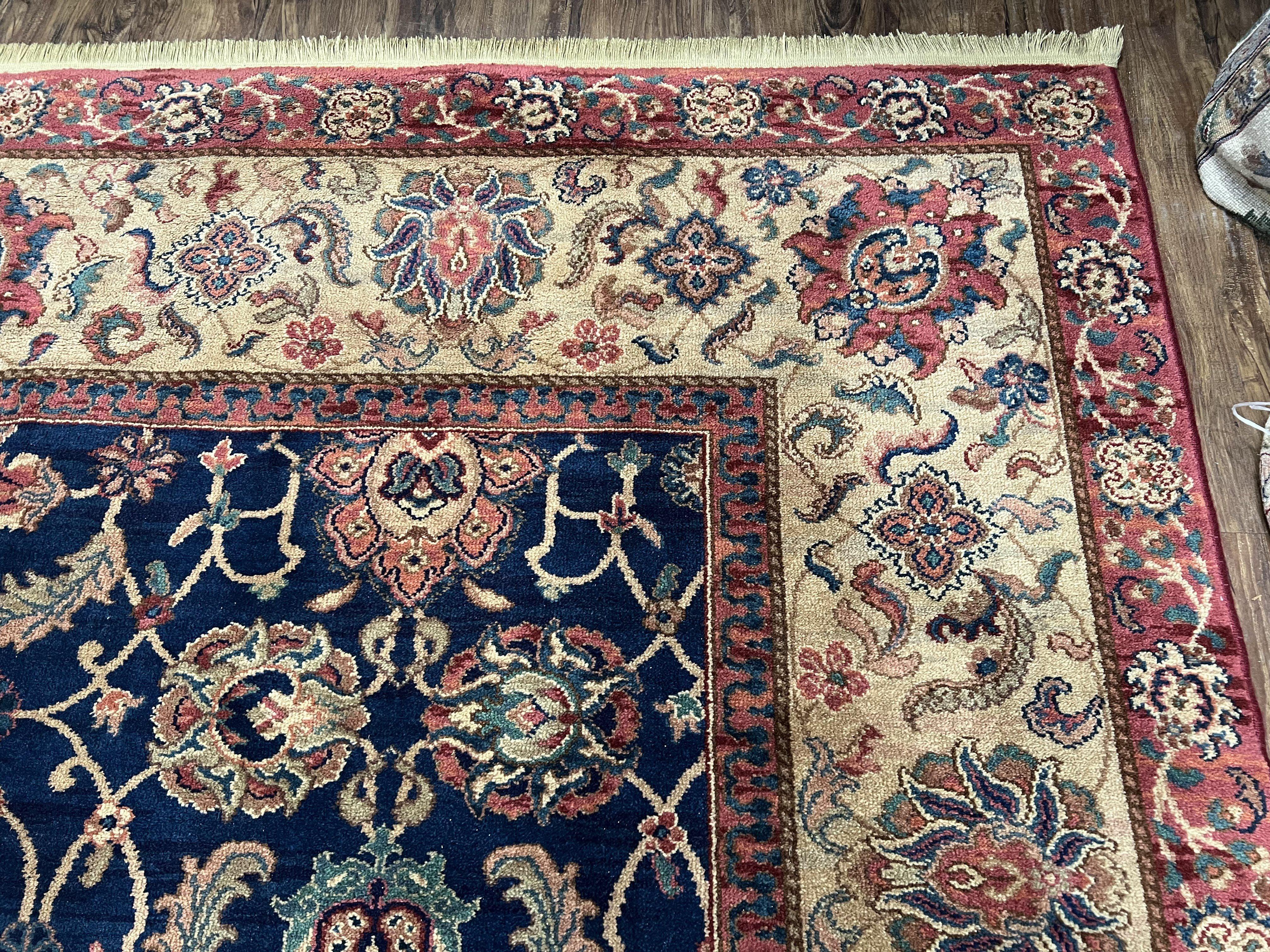 Karastan Rug 8.8 x 12 Herat Floral #900-904, Wool Karastan Carpet, Blue and Beige, Allover Herati Pattern, Samovar Teawash, Vintage Rug 9x12 - Jewel Rugs