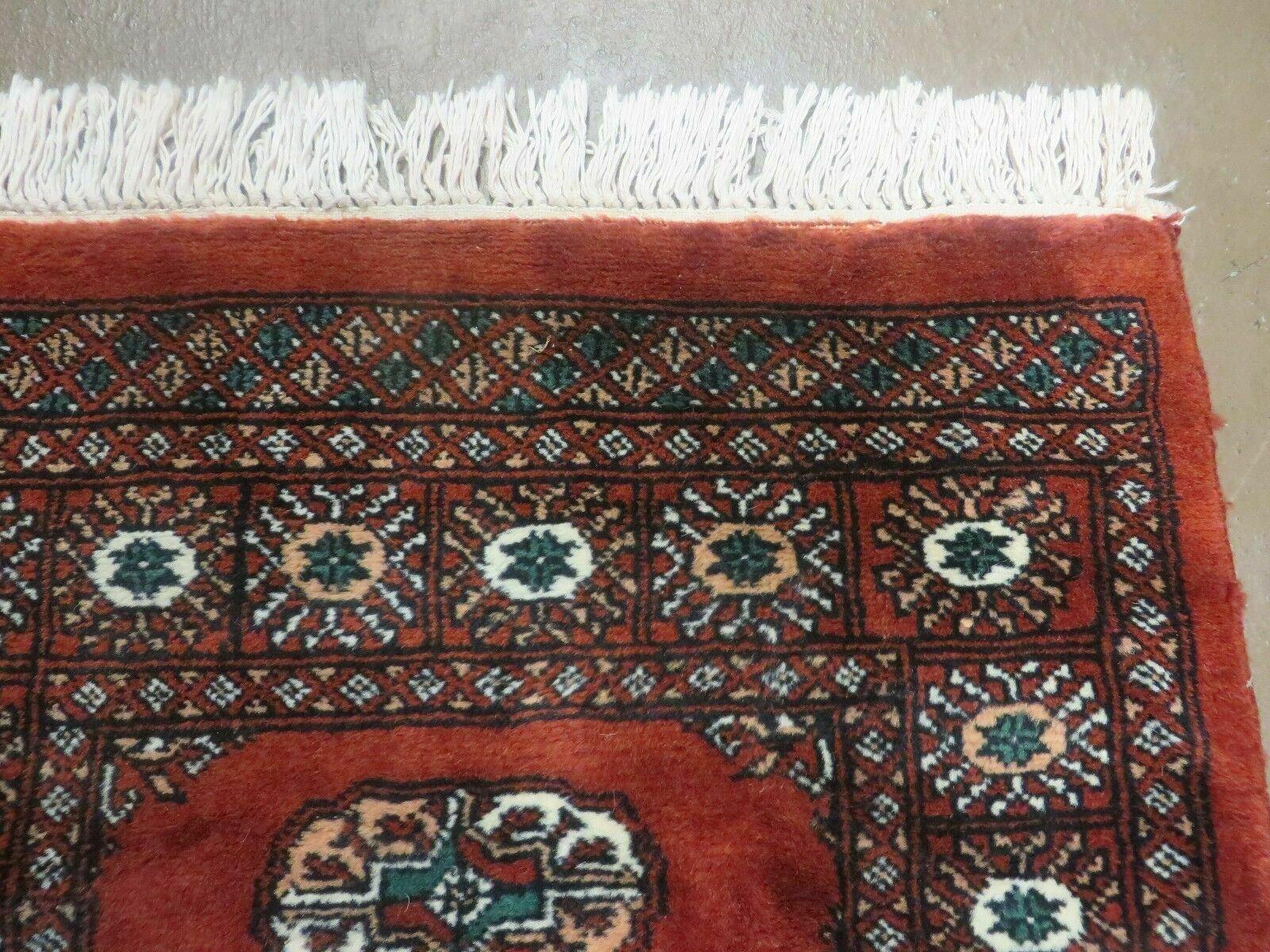 2' 5" X 7' 6" Vintage Handmade Bokhara Turkoman Pakistani Red Wool Runner Rug Nice - Jewel Rugs