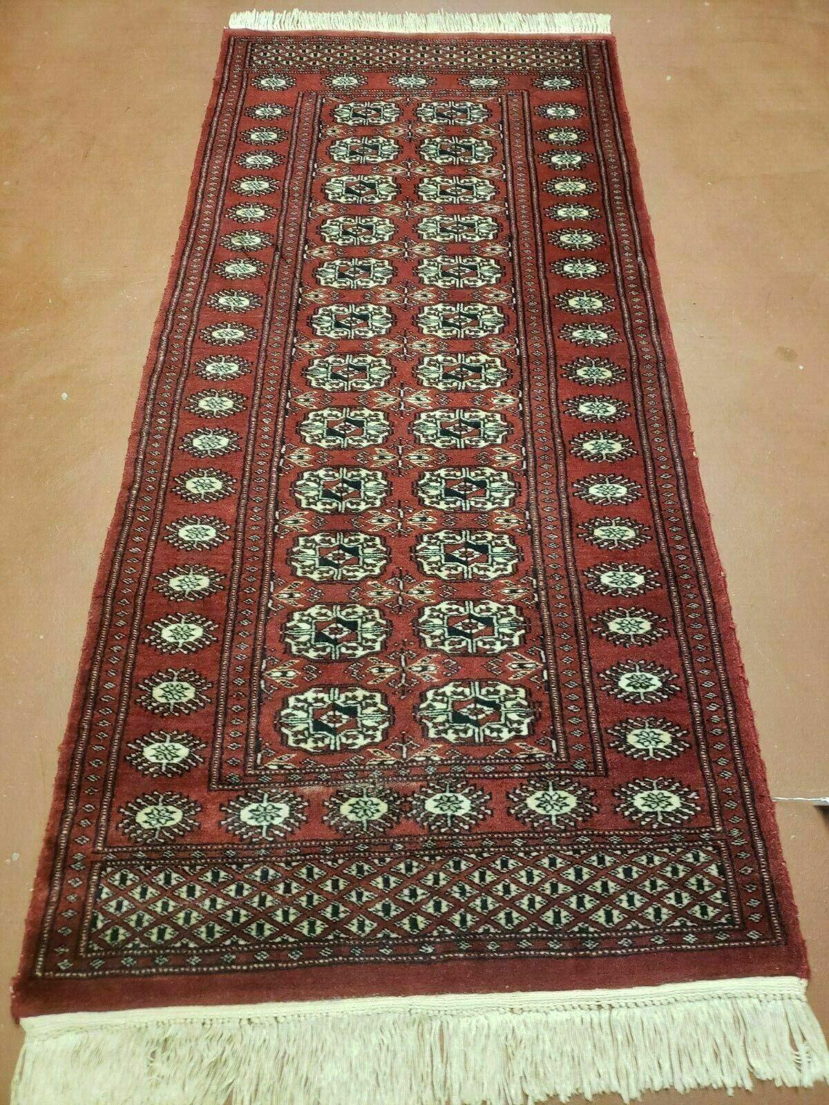 2' 8" X 6' Vintage Handmade Bokhara Turkoman Pakistani Wool Short Runner Rug - Jewel Rugs