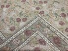 Aubusson Rug 9x12, Pink Beige Light Mauve, Handmade Allover Floral Roses, Wool Flatweave Carpet 9 x 12 ft, European French Design, Elegant - Jewel Rugs