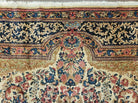 8' X 10' Vintage Persian Allover Floral Design Kirman Area Rug Fine Top Quality Hand-Knotted Wool Beige Sky Blue Veg Dye - Jewel Rugs