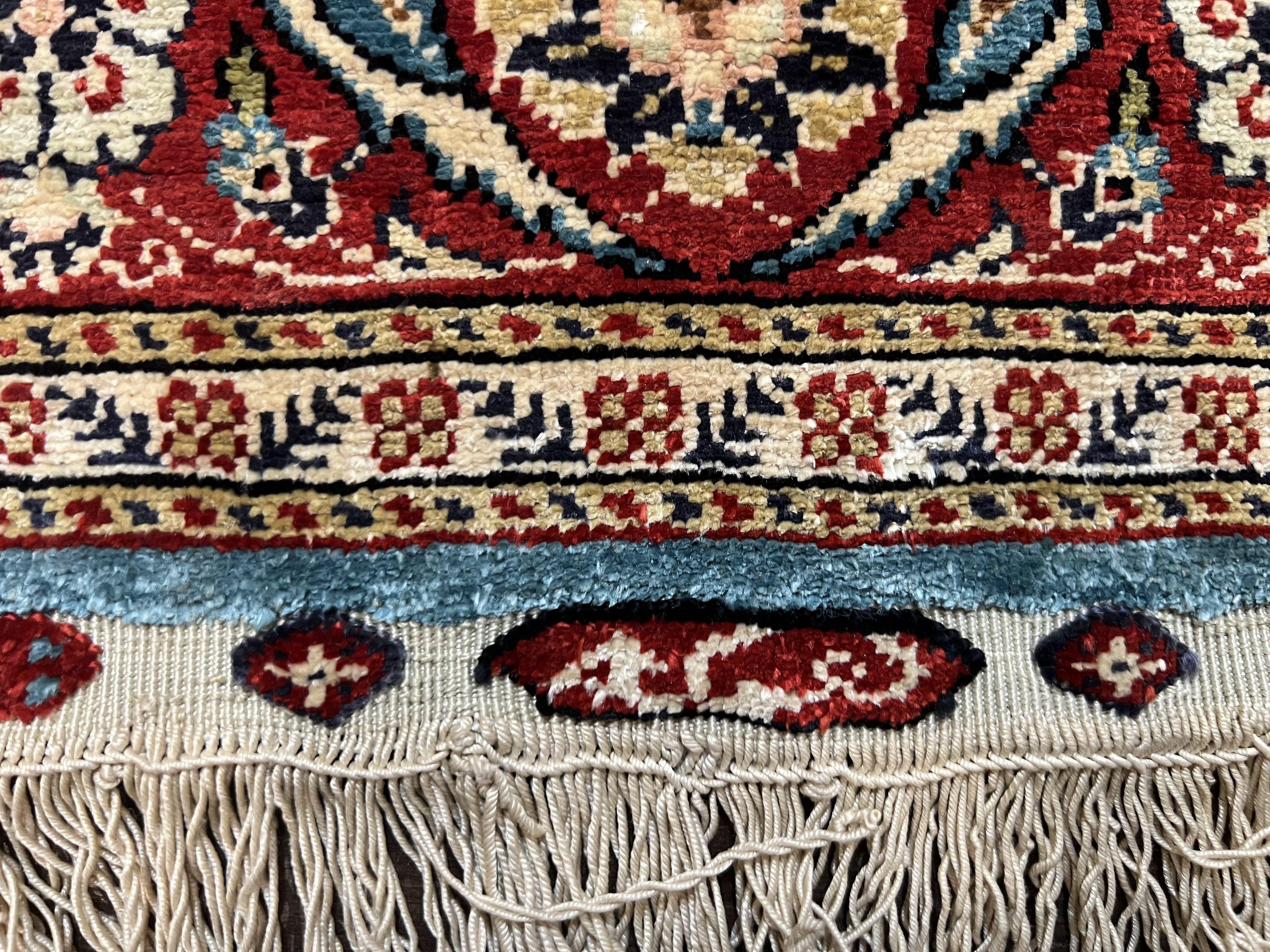 Silk Turkish Hereke Prayer Rug 2.3 x 3.7, Hand Knotted Fine Hereke Carpet, Signature from Master Weave, Flowers Vase Birds Prayer Arch, Nice - Jewel Rugs