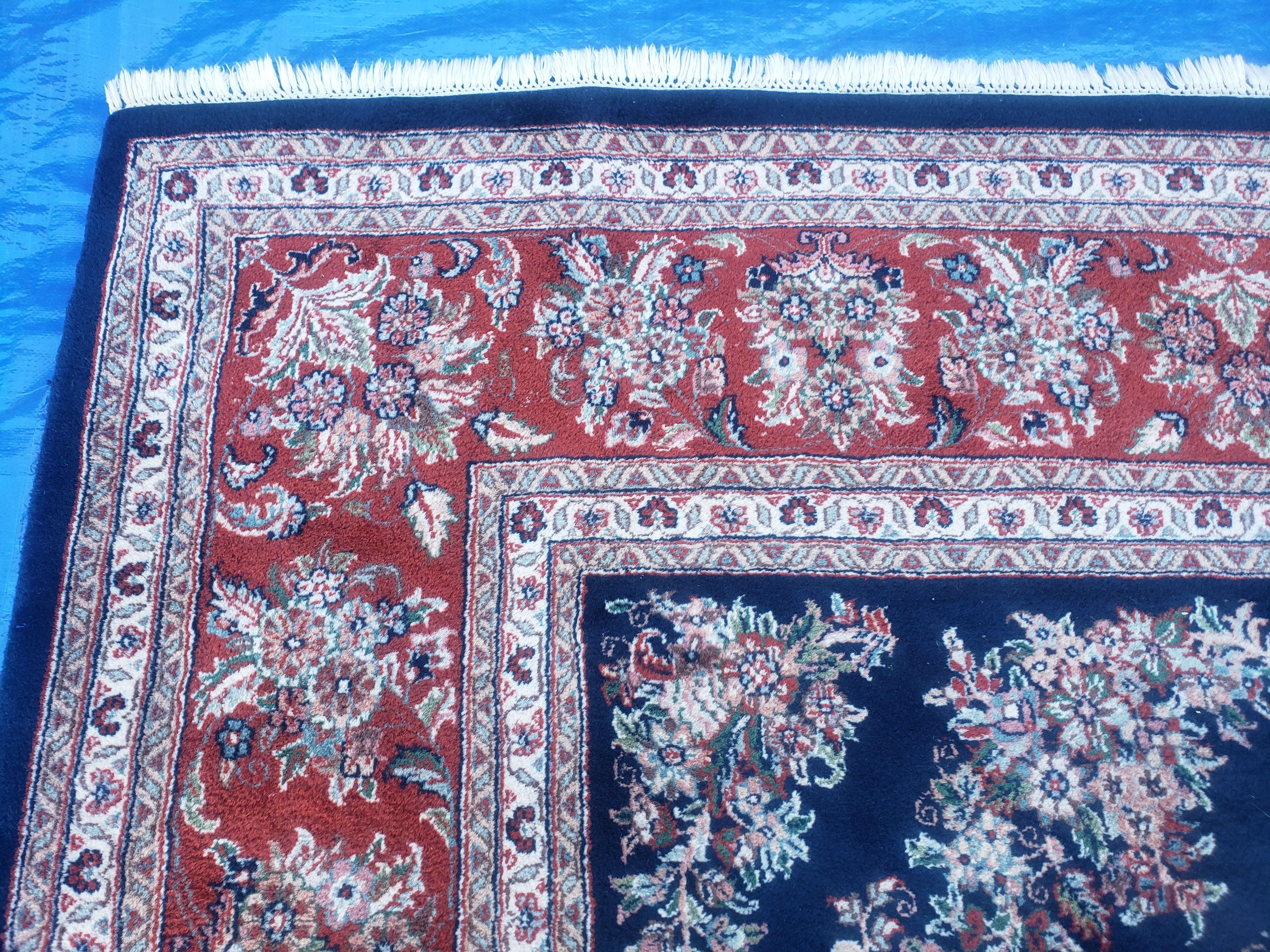 10' X 13' Vintage Handmade Wool Rug Blue Red Organic Nice Oriental Carpet - Jewel Rugs