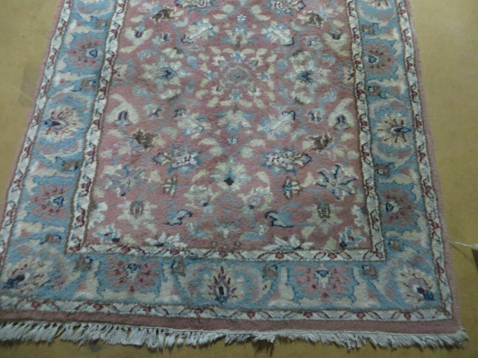 2' 8" X 12' Vintage Handmade India Floral Wool Runner Rug Nice - Jewel Rugs