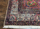 Spectacular Antique Persian Yazd Rug 12x19, Oversized Carpet 12 x 19, Palace Sized Hand Knotted Wool Rug, Floral Medallion, Kirman Lavar, Ivory Red - Jewel Rugs