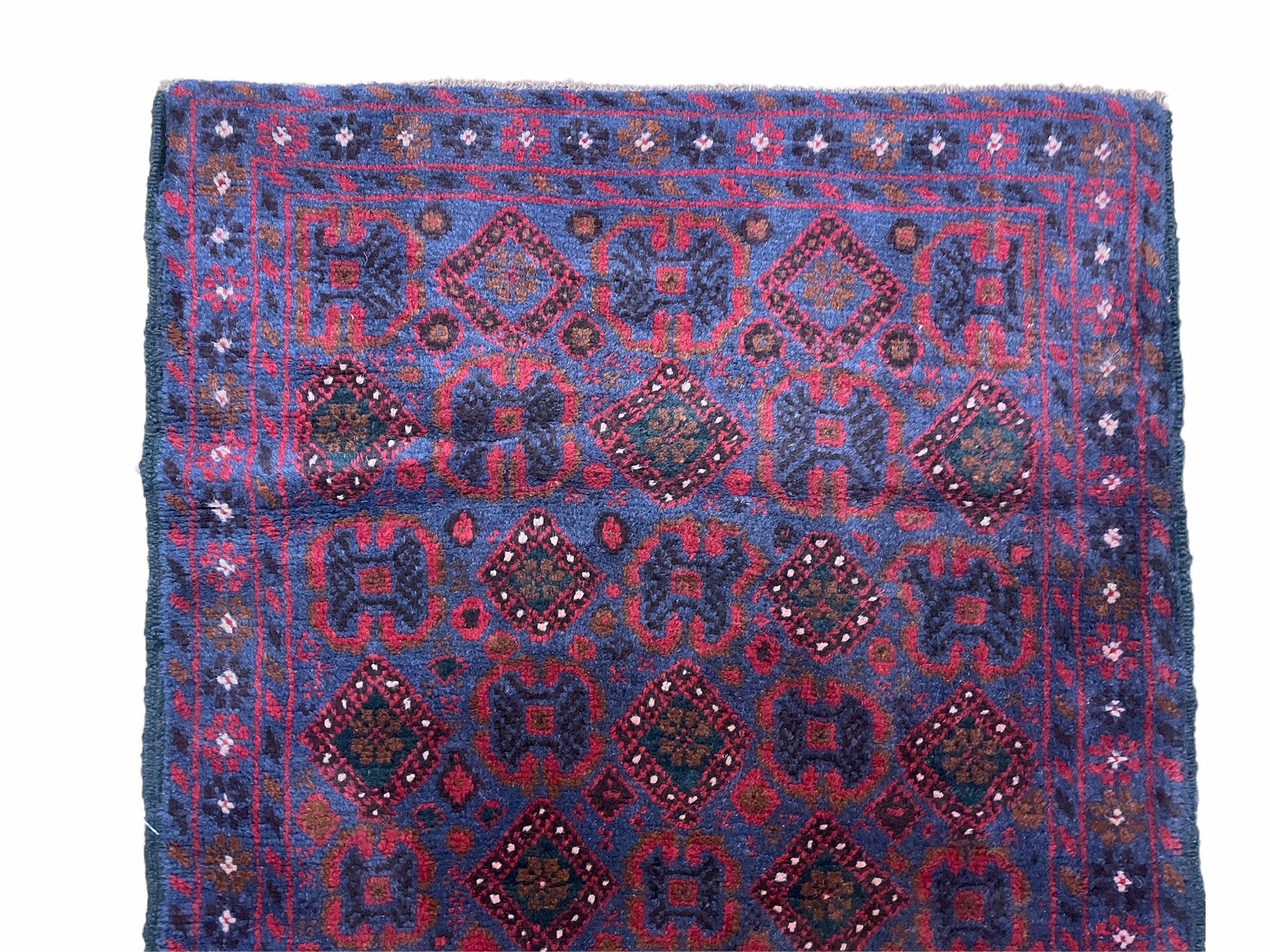 3x5 New Vintage Handmade Tribal Wool Rug Balouchi Rug Afghan Rug Red Blue Nice - Jewel Rugs