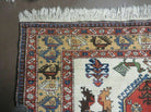 7' X 10' Vintage Handmade Knotted Turkish Wool Rug Birds Animal Ivory Organic - Jewel Rugs