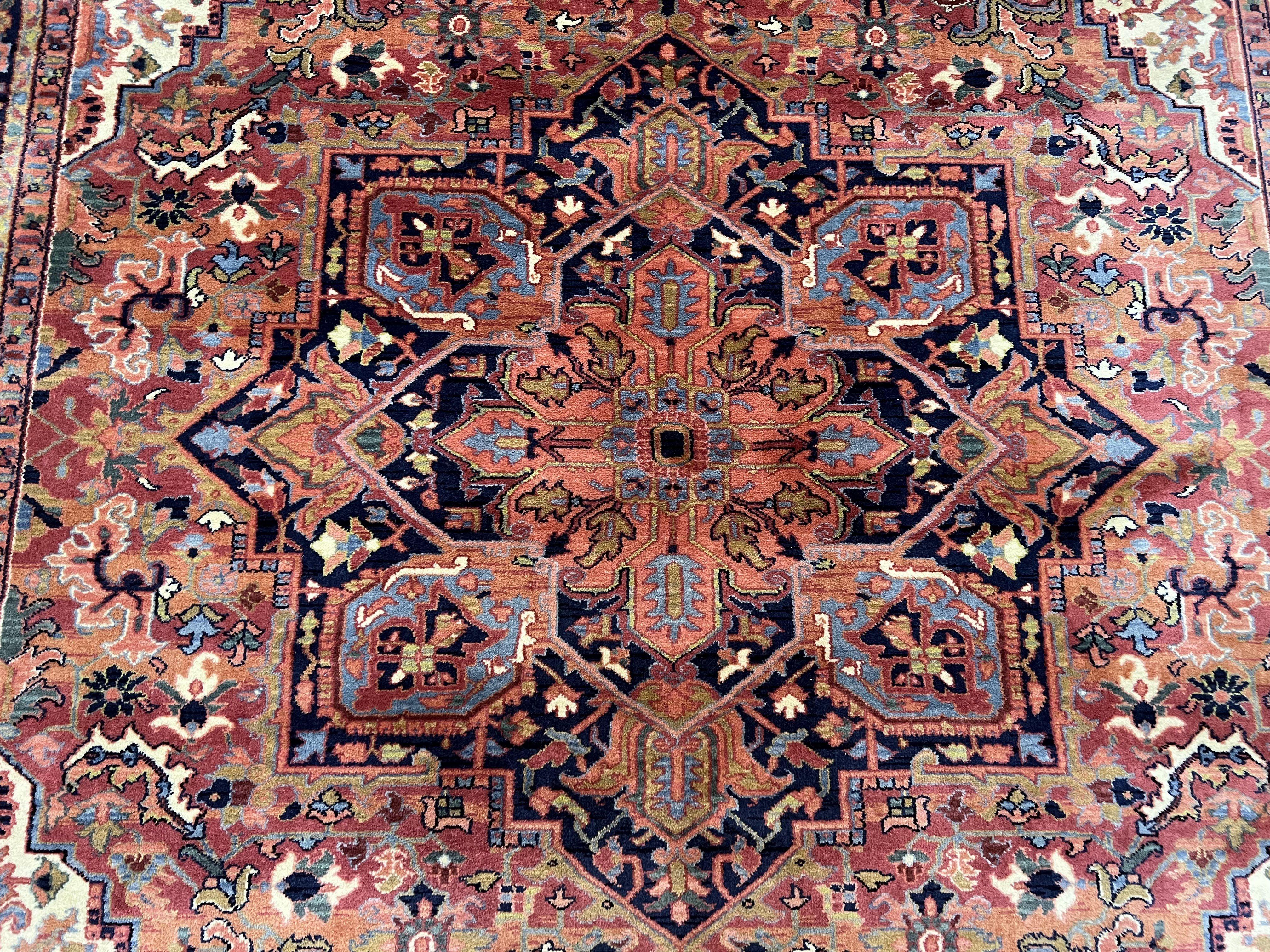 8.8 x 12 Karastan Heriz Rug #726, Vintage Karastan Wool Carpet, Hard to Find Discontinued Original 700 Series, Geometric Area Rug, Oriental - Jewel Rugs