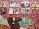 3' 2" X 7" Handmade Afghan Map Tribal Wool War Rug Hand Writing Red Nice - Jewel Rugs