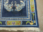 3' X 6' Vintage Handmade Chinese Art Deco Peking Wool Rug Carpet Dragons Blue - Jewel Rugs