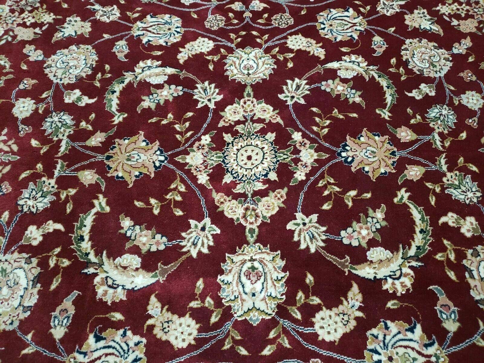 8' X 10' Vintage Handmade India Floral Wool Silk Accents Rug Organic Veg Dyes - Jewel Rugs