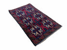 2' 7" X 4' 6" Vintage Handmade Tribal Wool Rug Balouchi Rug Afghan Rug Red Blue - Jewel Rugs