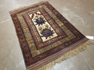 2' 9" X 4' 1" Vintage Handmade Pakistan Balouchi Tribal Wool Rug Raised Pattern - Jewel Rugs