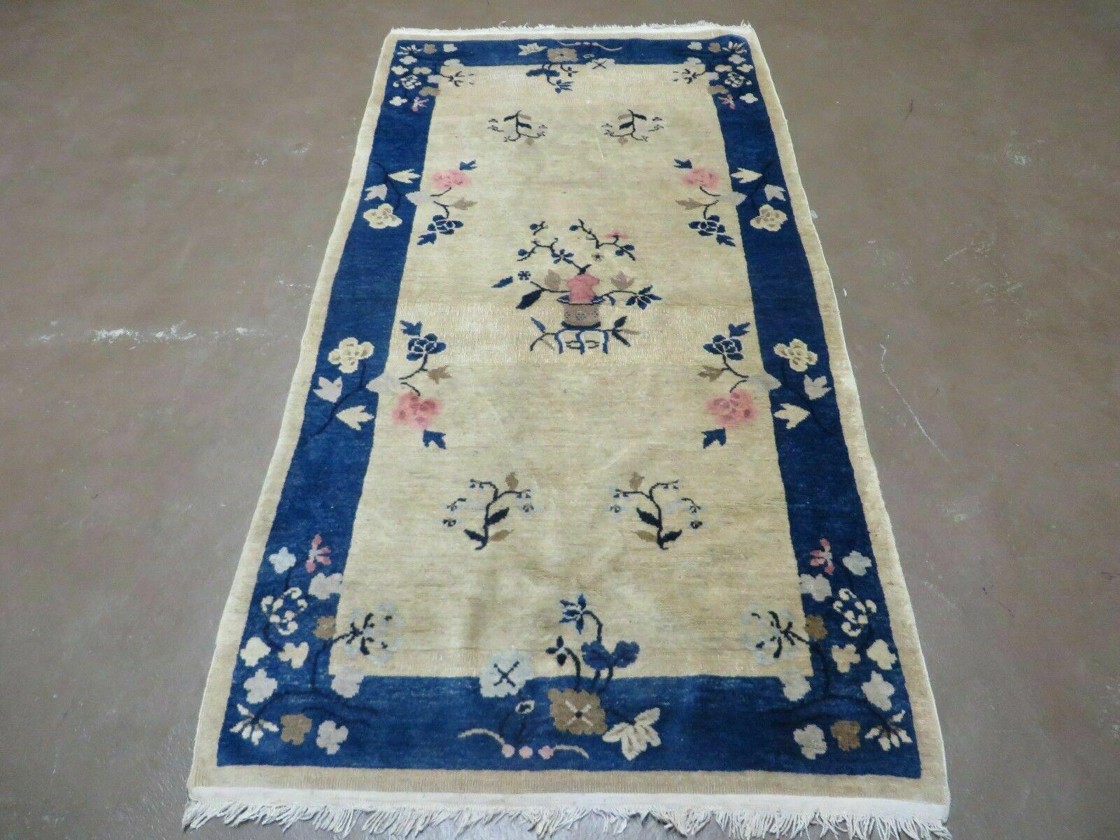 3' X 6' Antique Handmade Chinese Art Deco Peking Wool Rug Accent Rug - Jewel Rugs