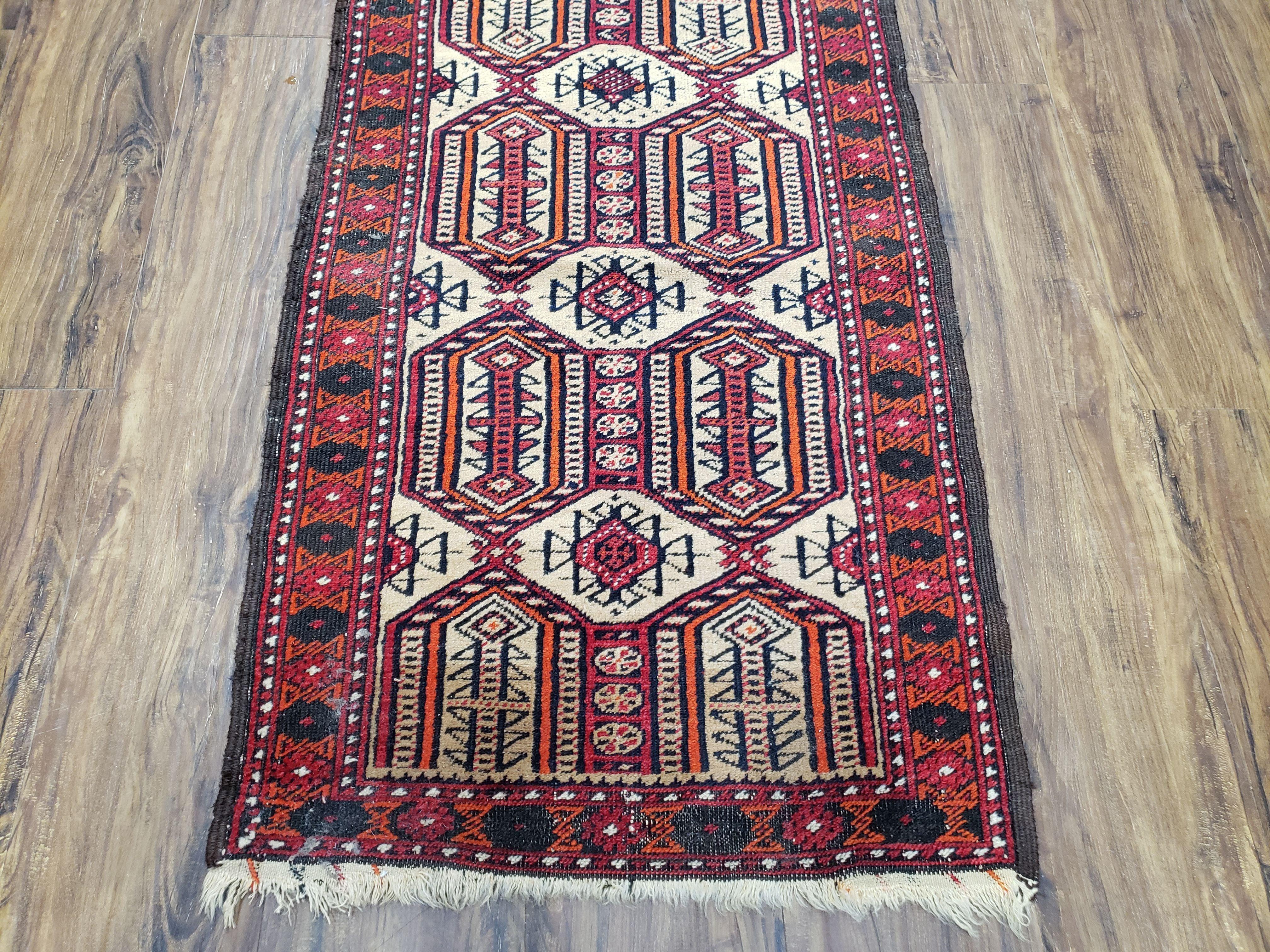 Semi Antique Persian Turkoman Baluch Collectible Rug, Hand-Knoted, Wool, 2'2" x 3'6" - Jewel Rugs