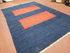 Blue and Red Turkish Kilim Rug, New 6x9 - 7x10 Flatweave Area Rugs, Hand Woven, Wool Handmade Oriental Kilim Abstract Modern Boho, Minimal - Jewel Rugs