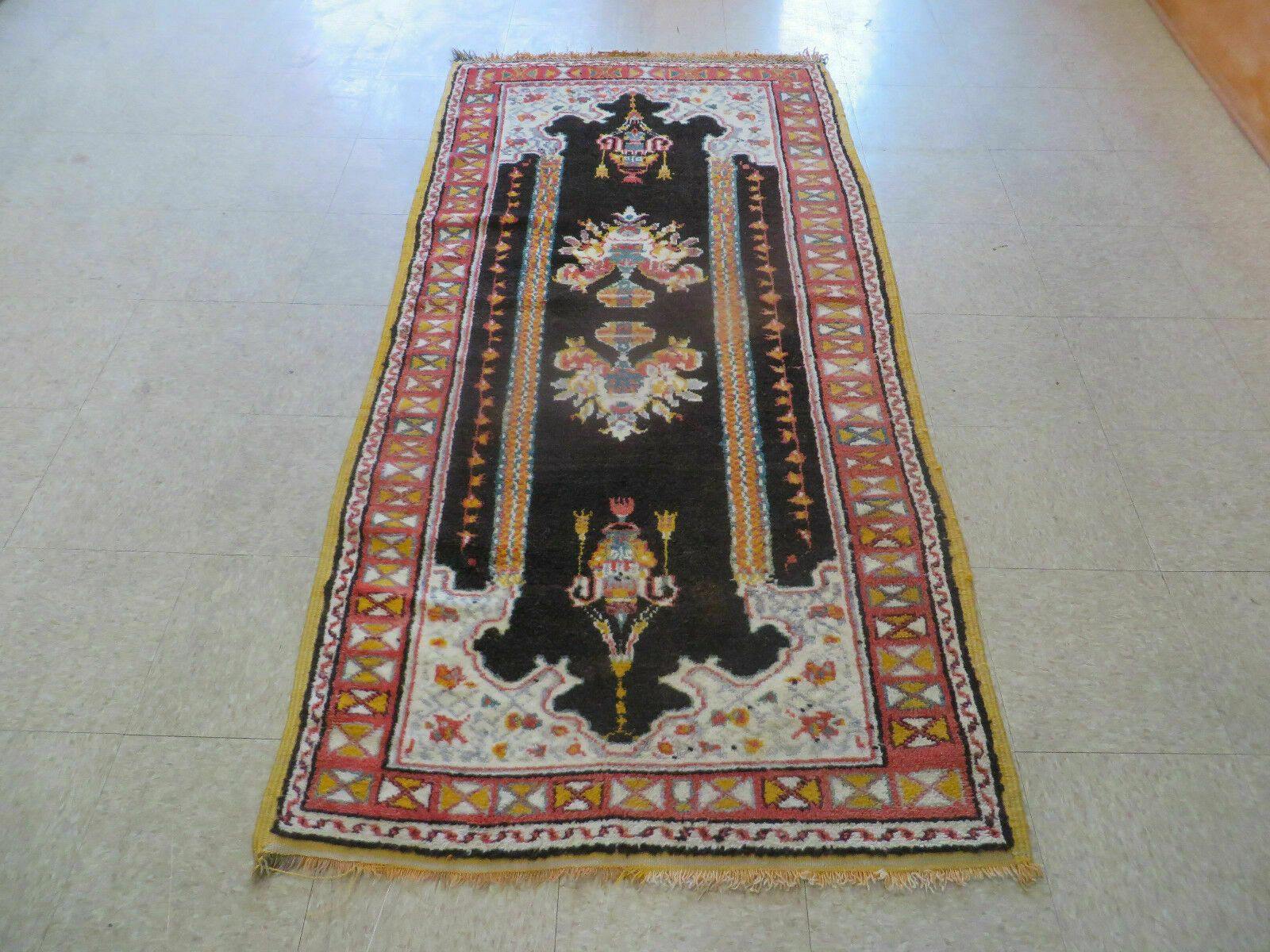 3.5' X 7' Semi-Antique Handmade Moroccan Urban Rabat Wool Accent Rug - Jewel Rugs