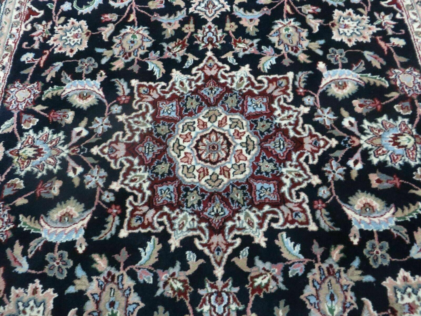 6' X 9' Handmade Fine Indian Traditional Wool Rug Carpet Vegetable Dyes Black - Jewel Rugs