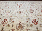 Peshawar Oushak Large Room Sized Rug 10 x 14.4, Wool Hand-Knotted Ivory Chobi Farmhouse Oriental Rug, 10x14 Living Room Pakistani Carpet - Jewel Rugs