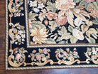 William Morris Rug 12x17 - 12x18, Flat Pile Needlepoint Carpet, Black Oversized Palace Sized Rug, Wool Hand-Woven, Large Floral Flowers Rug - Jewel Rugs