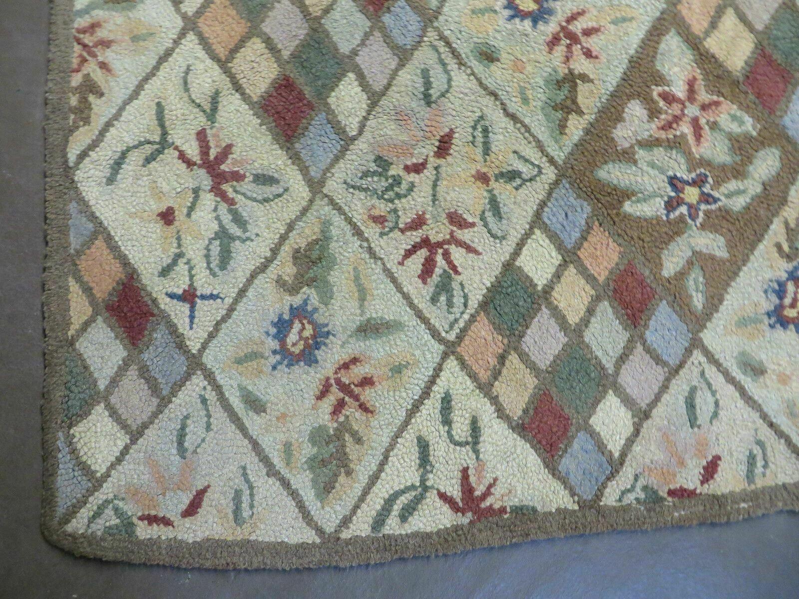 9' X 12' American Handmade Hooked Rug All Over Wool Rug Flowers Nice - Jewel Rugs