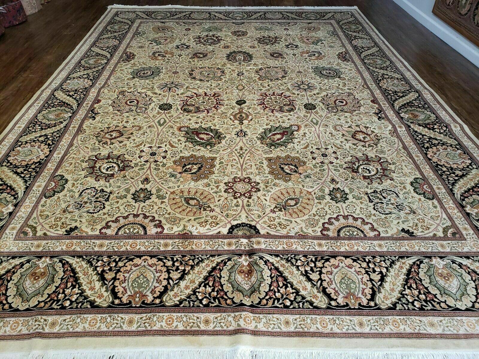 9' X 12' Vintage Handmade Chinese Oriental Wool Beige Rug - Jewel Rugs