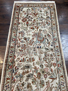 Persian Taba Tabaie Tabriz Runner Rug 2.6 x 15 ft Long Runner, Vintage Persian Runner, Hunting Scene, Horses Flowers, Beige Opal, High Quality, Wool Runner - Jewel Rugs