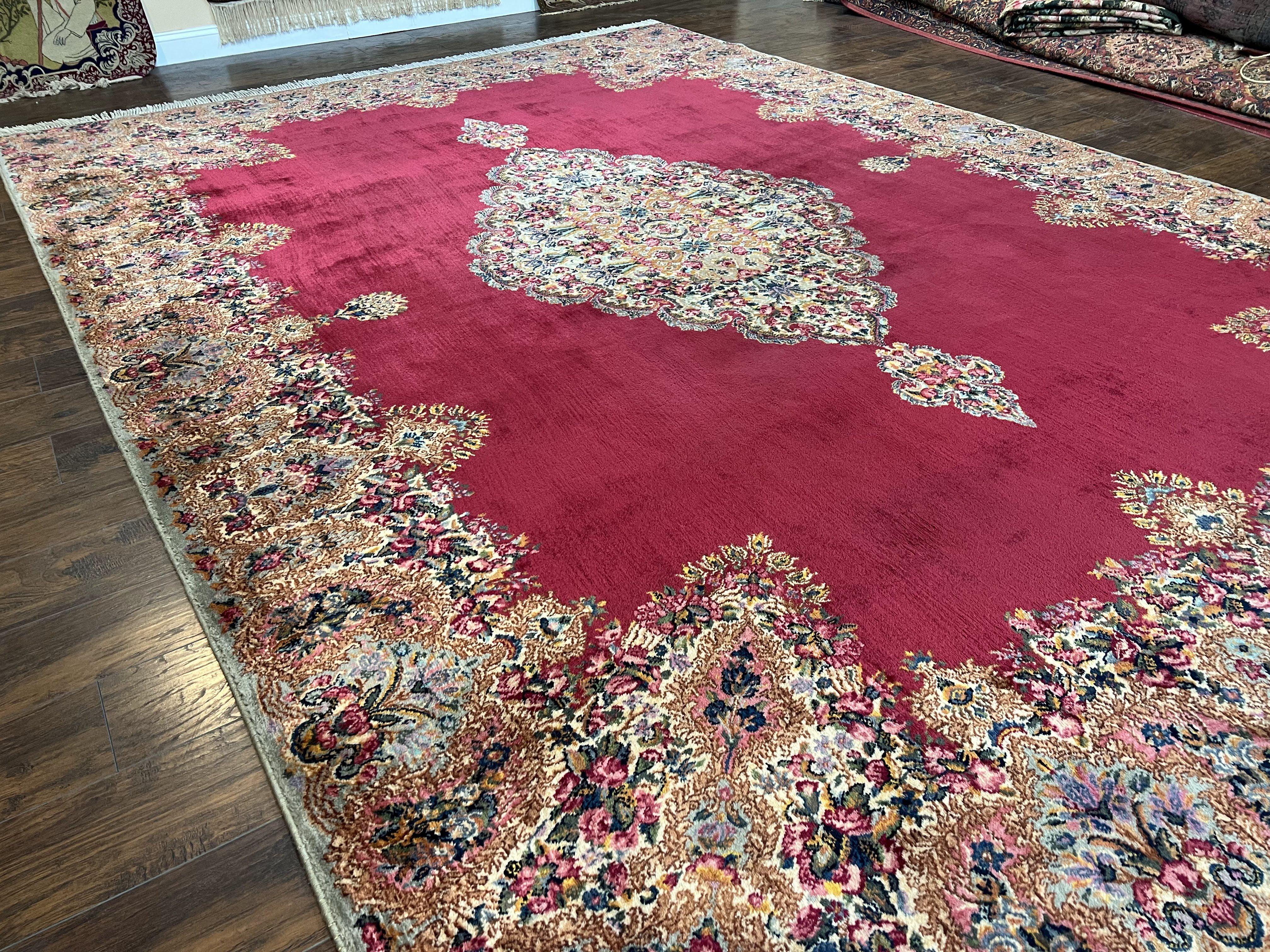 10x14 Karastan Rug Red Medallion Kirman #762, Wool Karastan Carpet, Vintage 10 x 14 Area Rug, Original Collection 700 Series Discontinued - Jewel Rugs