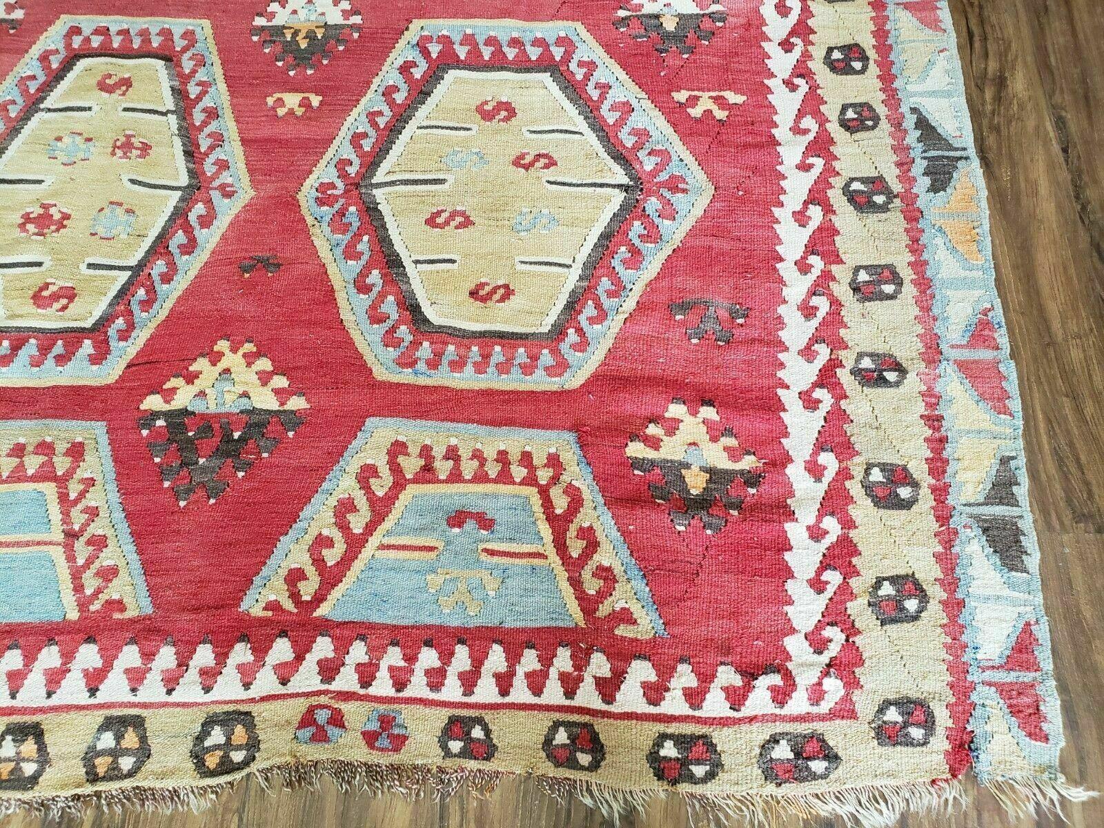 8' X 12' Vintage Turkish Kilim Handmade Flat Weave Wool Rug Veg Dyes - Jewel Rugs