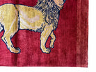 3 X 5 Handmade Hand-Knotted Rug Quality Wool Pictorial Lion Red Organic Dyes - Jewel Rugs