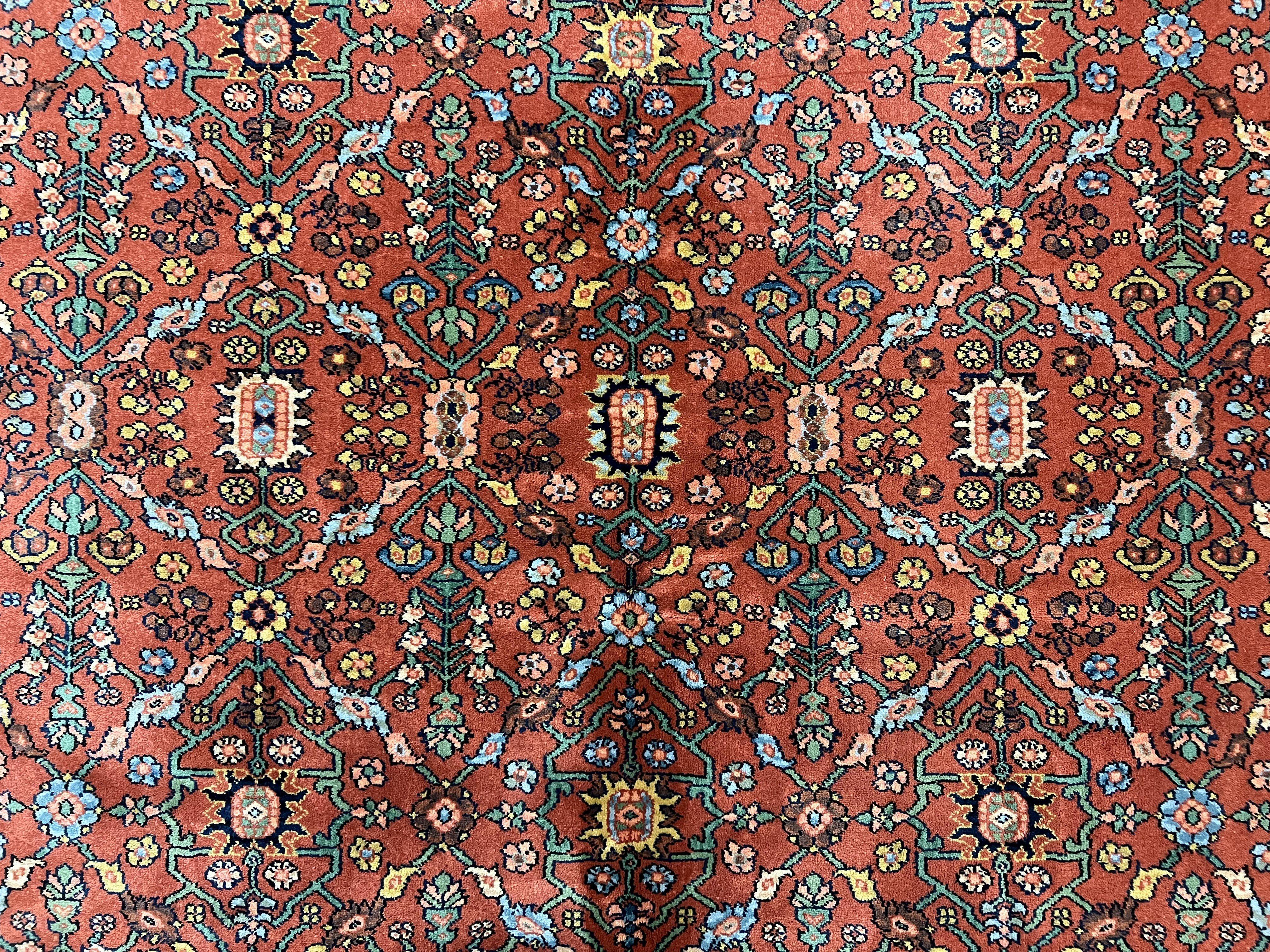 Karastan Serapi Rug 729 Wool Karastan Carpet 8.8 x 12, Vintage Area Rug, Original Karastan Collection, 700 Series, Red Blue Allover Design - Jewel Rugs