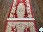 Vintage Chinese Carving Runner Rug 2'4" x 10', Wool Hand-Knotted Red & Beige Asian Art Deco Oriental Carpet, 10ft Soft Hallway Runner Rug - Jewel Rugs