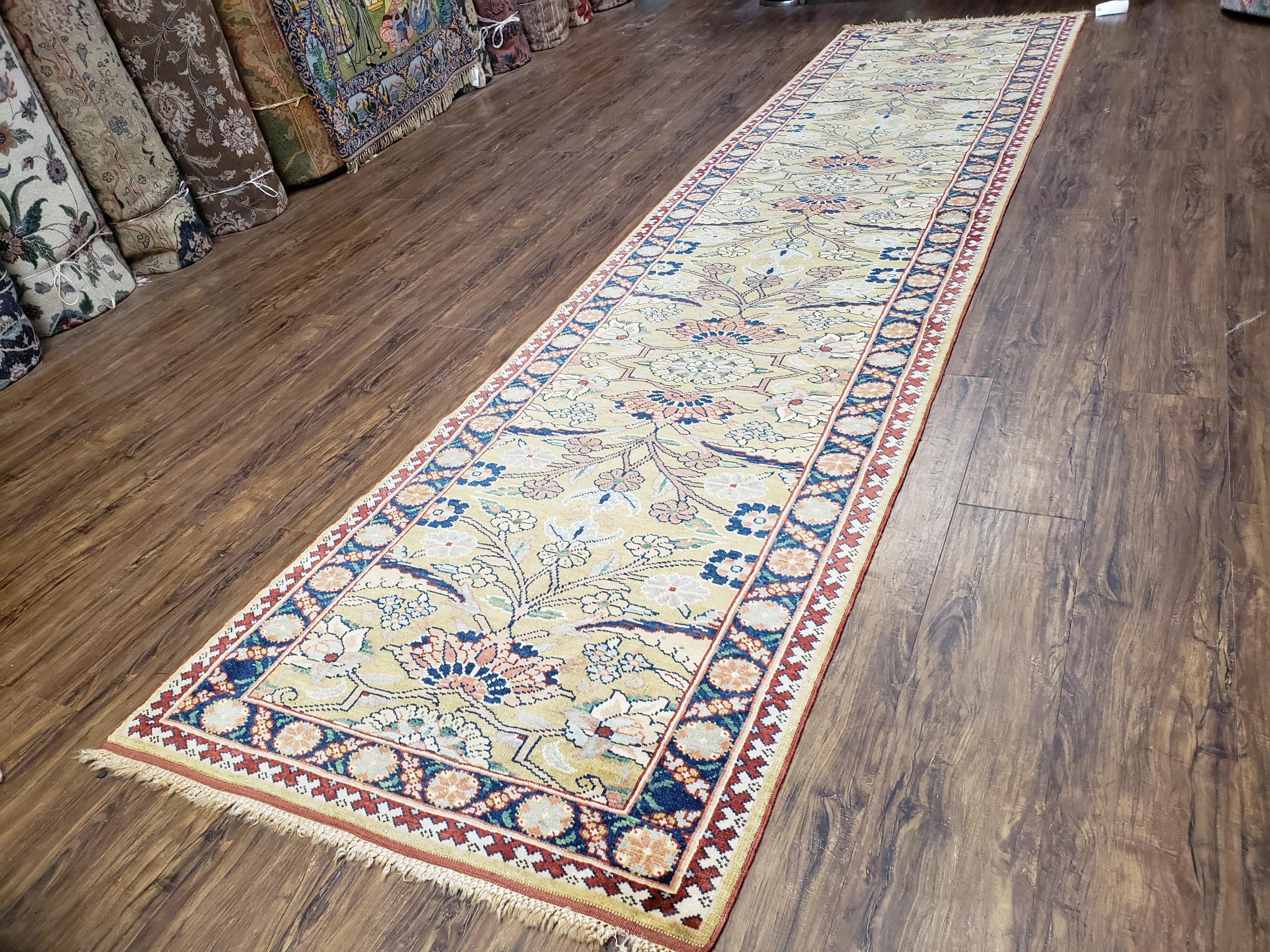 Hallway Runner Rug, Kitchen Runner, Sultanabad Hand Knotted Rug, Farmhouse Rug, 1950s Rug, Mahal Rug, Turkish Rug, Long Runner, Yellow - Jewel Rugs