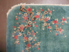 4' X 7' Antique Handmade Art Deco Chinese Peking Wool Rug Flowers Teal Nice - Jewel Rugs