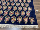 Persian Rug 9x12, Authentic Hand Knotted Carpet, Repeated Floral Motif Garden of Eden, Navy Blue Wool Rug 9 x 12, Semi Antique Kirman Rug - Jewel Rugs