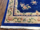 Blue Chinese Rug Vintage 6x9 Carpet, Chinese Dragon Medallion, Blue & Beige, Hand-Knotted, Soft Wool Pile, Art Deco Rug, Chinese Carving Rug - Jewel Rugs