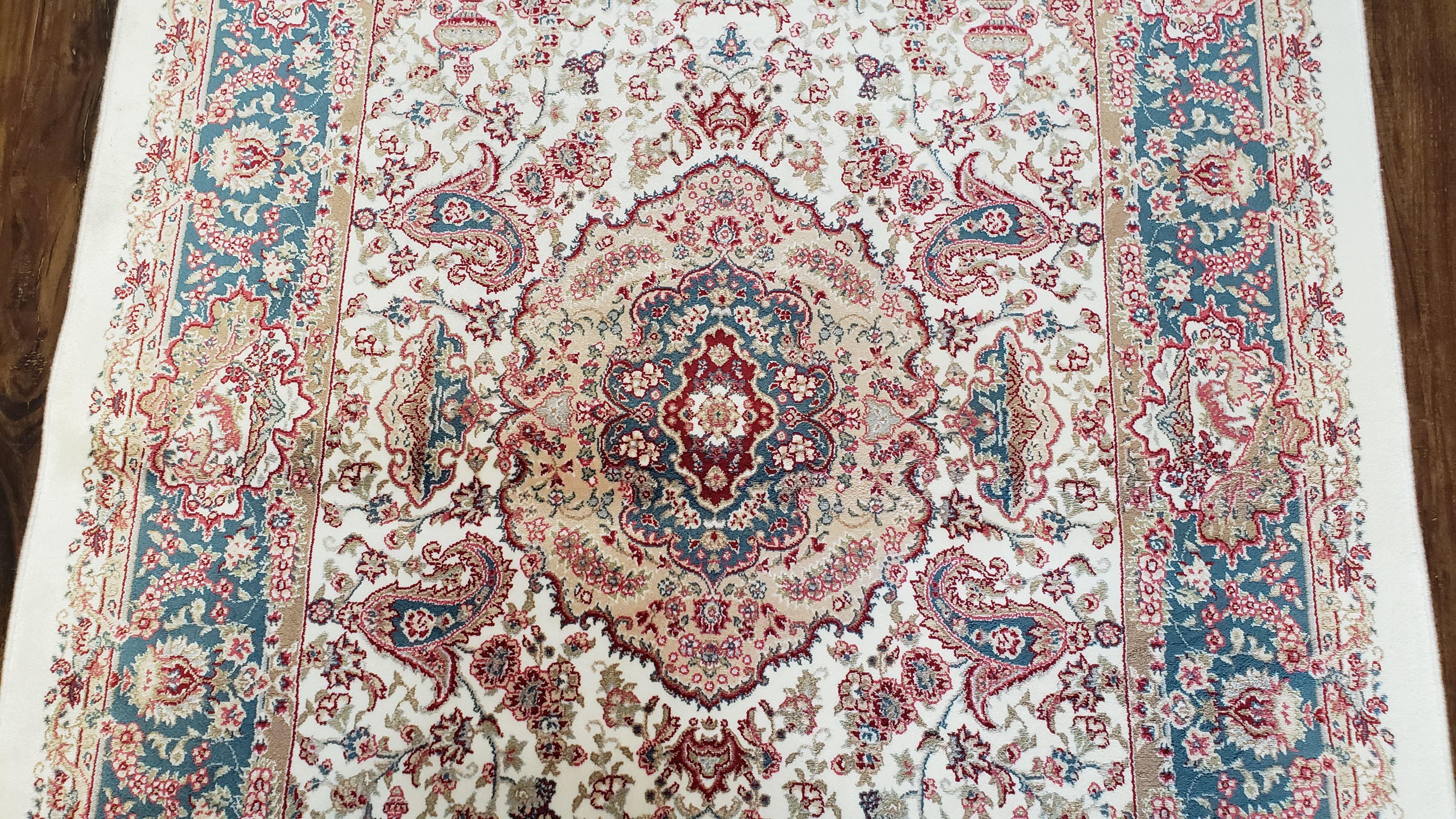 Blue & Ivory Silk Carpet, New Turkish Rug 3x5, Bamboo Silk, Medallion Rug, Fine Accent Rug, Soft, 2' 8" x 4' 11" - Jewel Rugs