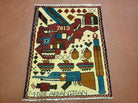 2' X 2'6" Handmade Afghan Balouch Tribal Wool War Rug Gun Tank Helicopter Design - Jewel Rugs