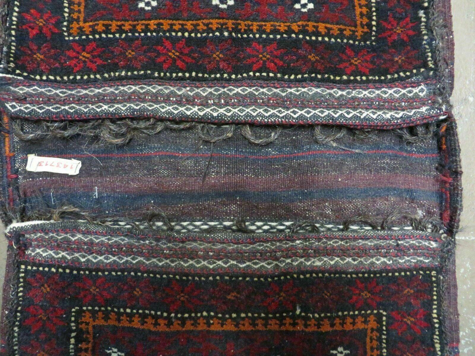 19" X 41" Antique Tribal Nomad Hand Woven Turkish Double Saddle Bag Dark Red - Jewel Rugs