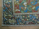 9' X 12' Vintage Hand Made English Needlepoint Wool Rug Monkey Rooster Bird Nice - Jewel Rugs