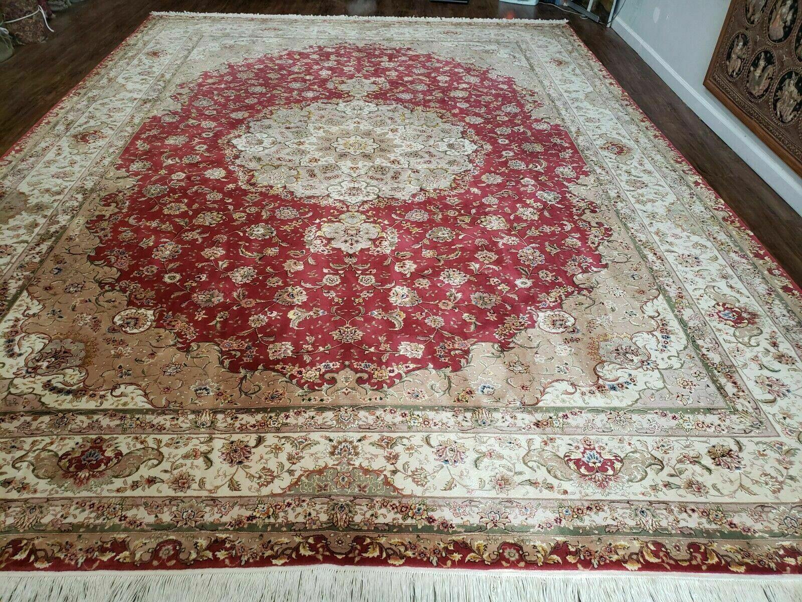 10' X 14' Handmade Fine Wool Rug Carpet Silk Accent Floral Dome Medallion Red Wow - Jewel Rugs