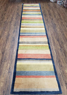 Colorful Tibetan Runner Rug, 2'7" x 11' 9", Striped Runner, Soft Wool Pile, Plush, Hand-Knotted, Multicolor, 12 ft Runner - Jewel Rugs