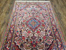 Semi Antique Persian Bidjar Rug, Ivory Red & Blue, Floral, Hand-Knotted, Wool, 3'4" x 5'3" - Jewel Rugs