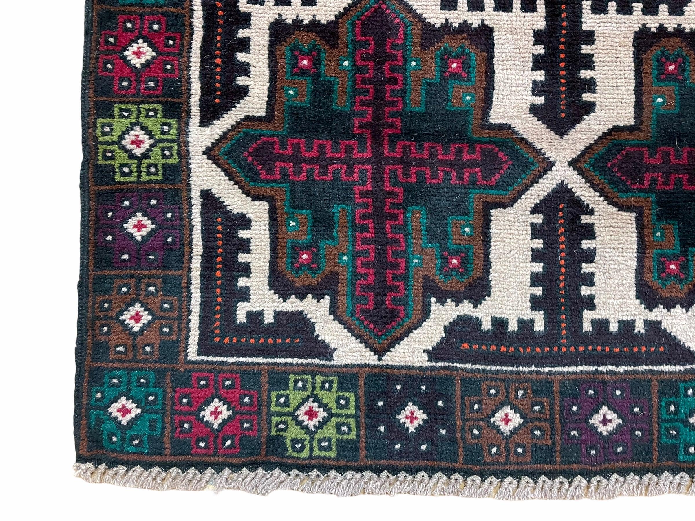 3 X 4.4 Vintage Handmade Tribal Wool Rug Balouchi Rug Afghan Rug Red Beige Green - Jewel Rugs