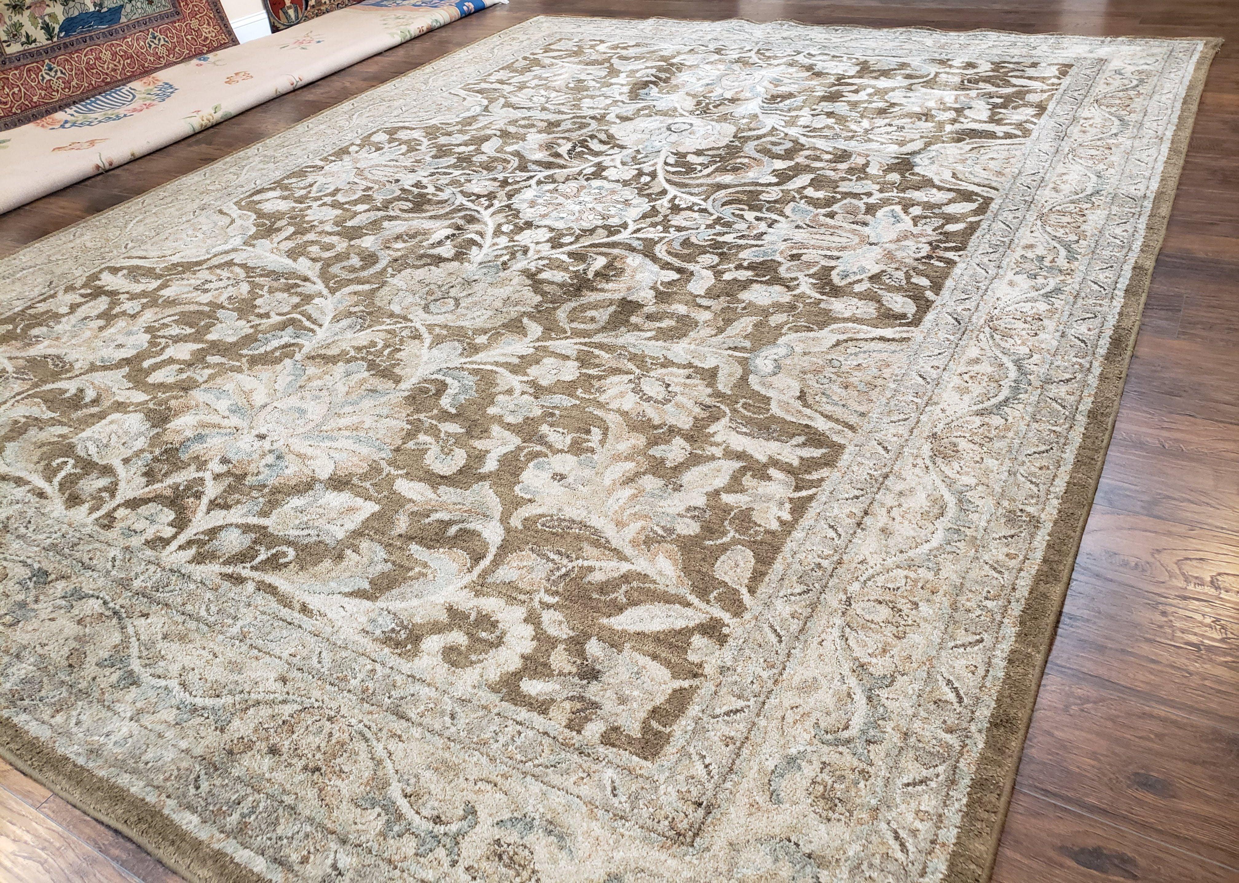 9.6 x 13 Karastan Rug, Euphoria Newbridge Brown, Large Shah Abbas Flowers, Allover Floral Pattern, Vintage Traditional Carpet - Jewel Rugs