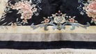 7' 9" x 8' 9" Black Chinese Rug Plush Pile Almost Square 8x9 Vintage Rug Wool Flower 120 Line Simple Traditional Chinese Carpet Minimalistic - Jewel Rugs