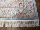 Silk Carpet 4x6, Light Teal Oriental Carpet, Traditional Design, High Quality, Super Fine Area Rug, 4 x 6 ft, Very Detailed, Bamboo Silk - Jewel Rugs