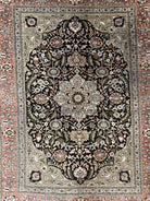 Wonderful Silk Turkish Hereke Rug 3x4, Fine Silk Oriental Carpet, Authentic Hereke Rug, Signature from Master Weaver, Floral Medallion Black - Jewel Rugs